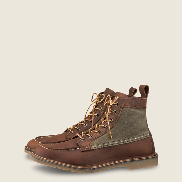 Red Wing Heritage Bot Erkek - Weekender Kanvas Moc - 6-Inchr Rough & Tough Deri - Kahverengi - 48FPI